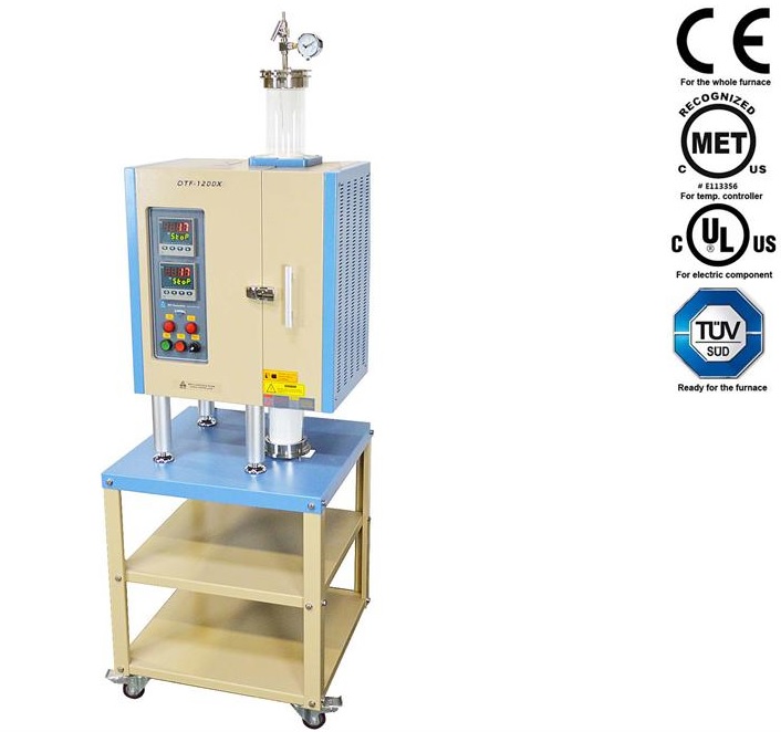 Two Heating Zones 1100 C Split Vertical Tube Furnace With 4 Quartz Tube Vacuum Flanges For Cvd Css Otf 1200x 100 Vt Ii Ul Premier Solutions Pte Ltd