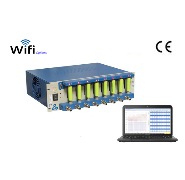 8 Channel Battery Analyzer (6-3000 mA, up to 5V) w/ Cell Holder, Laptop Software & Optional WIFI Control - BST8-3