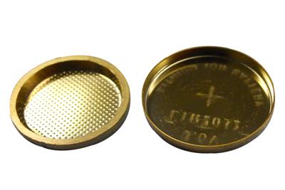 TiN -Coated CR2032 Button Cell Cases (20d x 3.2mm) with O-Ring (10 pairs ) - CR2032-CASE-TIN
