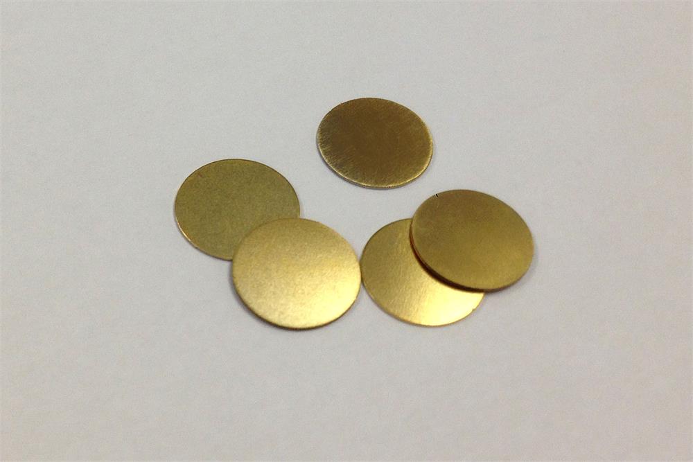 Gold Coated SS304 Spacer for CR20XX Cell (15.5mm Diam x 0.5 mm) - 10 pcs/pck - EQ-CR20-Spacer-05G
