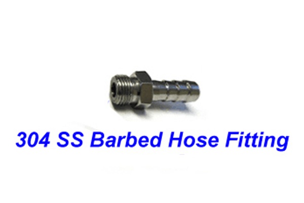 SS 0.32 Inch Barbed Hose Fitting and Hose Clamp , EQ-1/4-Barbed