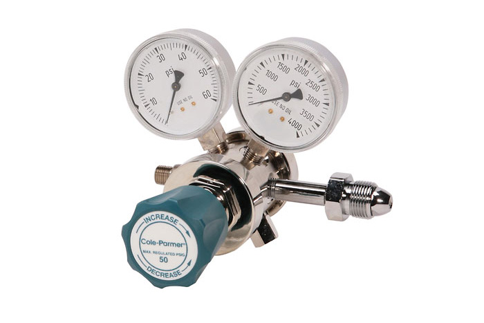 Inert Gas Regulator , Two Stage Brass 0-100 psi Analytical Cylinder Regulator - CGA-580-LD