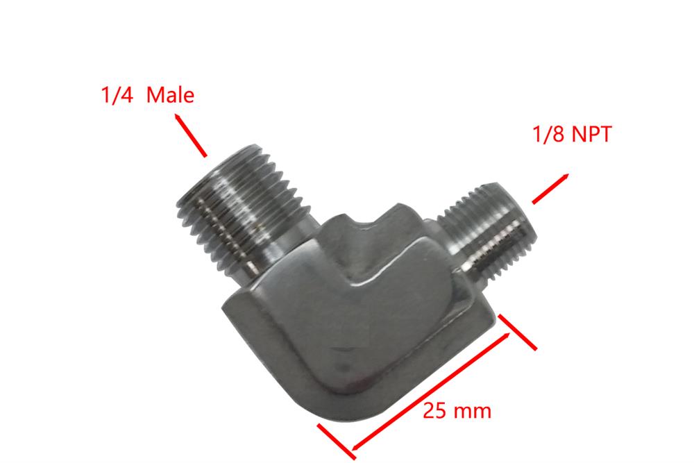 SS Right angle external screw connection G1/4 to NPTM1/8 (Male) - EQ-RE-1/4-1/8