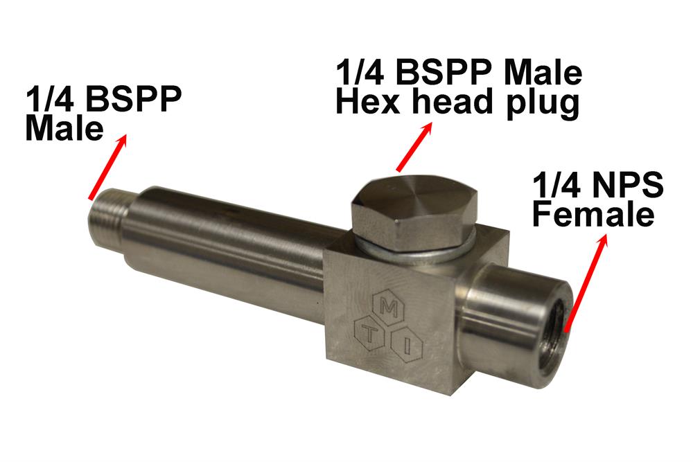 SS Extended Branches Fitting Connector with 1/4 BSPP Hex head plug- EQ-TPE-FC