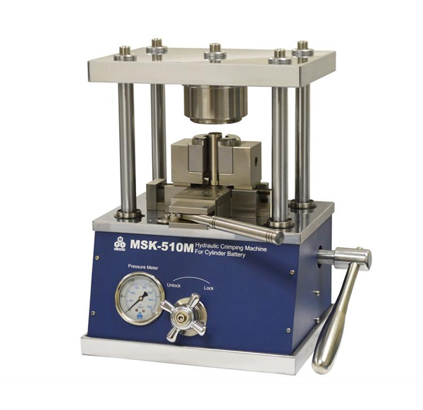 Hydraulic Crimping Machine for Cylindrical Cases (Optional: 32650, 26650, 21700, 18650, etc) - MSK-510M series