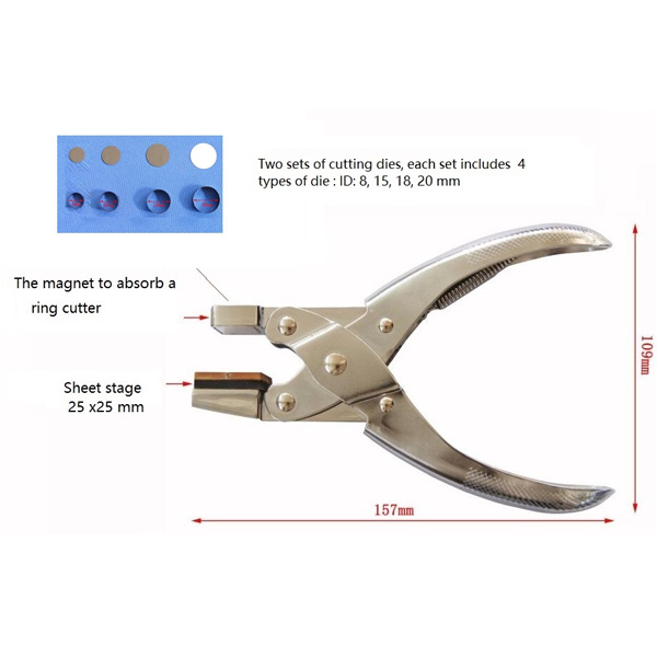 Hand-Held Disc Cutter with One Set of Ring Dies with ID 8,15, 18, 20 mm - MSK-T-12
